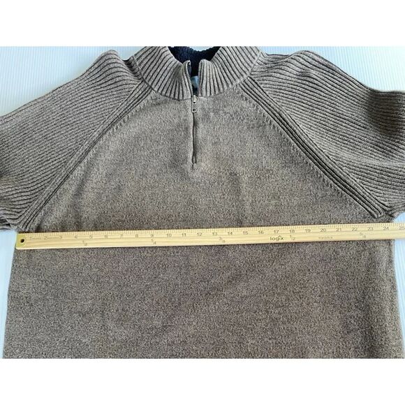 Northcrest Classic Men's 3XLT 1/4 Zip Brown Soft Knit Sweater with Ribbed Hems - Picture 4 of 10